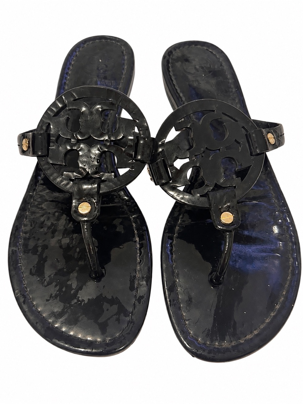 🖤 Tory Burch Black Patent Miller Sandals